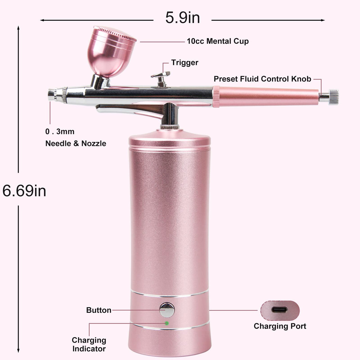 Airbrush-Kit Rechargeable Cordless Airbrush Compressor -Auto Handheld Airbrush Gun, Airbrush Set Portable Wireless Air Brush for Barber, Nail Art, Cake Decor, Makeup, Model Painting rhinowisdom