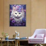 WSLWXSHM Diamond Painting Kits for Adults, Cat Round Full Drill Diamond Art Kits, 5D DIY Paint with Diamonds Crafts for Home Wall Decoration Gifts 12×16Inch WSLWXSHM