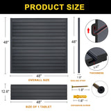 HUZJIEHUI 4'H x 4'W PVC Slatwall Panels Garage Wall Storage System, GraphiteSlat Wall Paneling Garage Organizers HUZJIEHUI