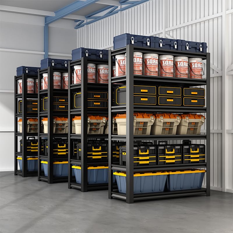 Welfiya 39" W Garage Shelving,5-Tier Heavy Duty Shelving Unit,3000LBS Adjustable Metal Storage Shelves,Storage Rack Units for Industrie,Shed,Warehouse,Basement,Black,39" W x 18" D x 72" H Welfiya