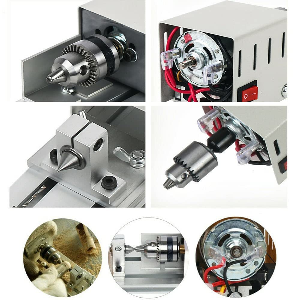 BJinegely Mini Lathe Beads Polisher Machine, Micro-Multi-Function Lathe Woodworking Wood DIY Tool Set BJinegely