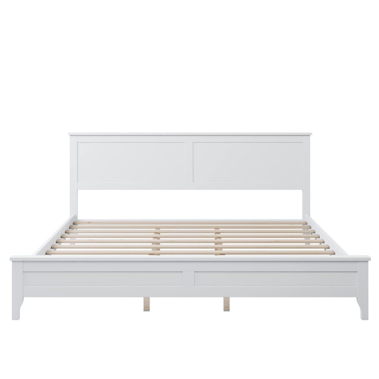 LZ LEISURE ZONE Modern King Size Solid Wood Platform Bed Frame in White - WoodArtSupply