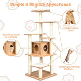 Tangkula Tall Cat Tree, 69-Inch Modern Cat Tower with Sisal Rope Scratching Posts, Wood Cat Tree with Multi-Layer Platform, Cat Condo Furniture with Washable Cushions for Indoor Cats Large Adult Tangkula