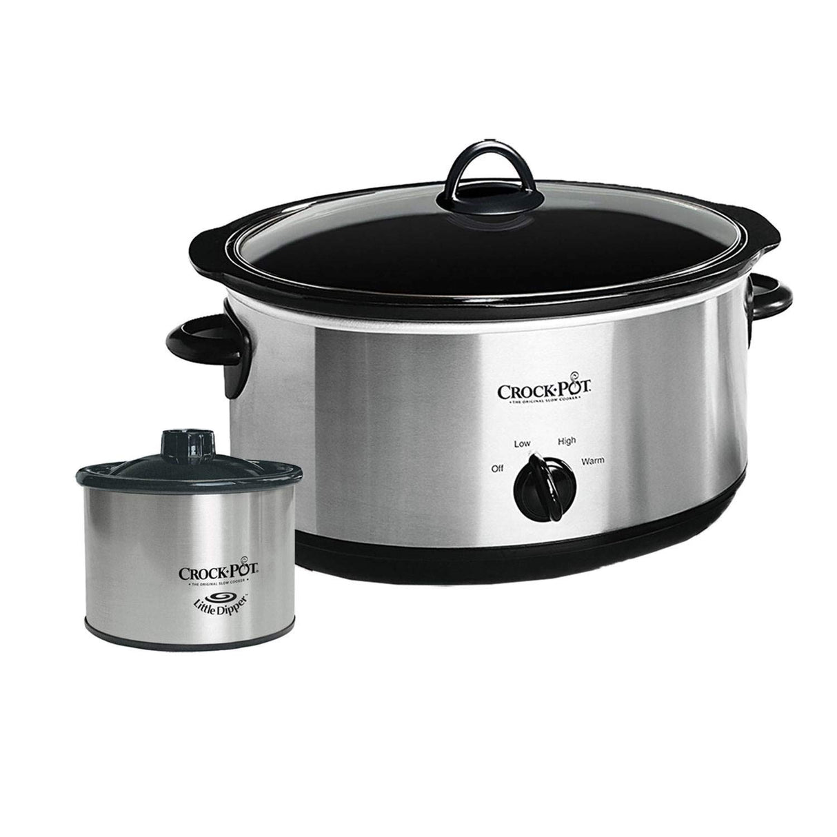 Crockpot Crock-Pot Large 8 Quart Slow Cooker Bundle with Small Mini 16 Ounce Portable Food Warmer, Stainless Steel Kitchen Appliances Crock-Pot