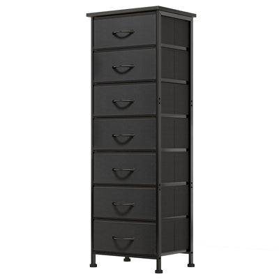 Fixwal Black Tall Dresser for Bedroom, Storage Dresser Organizer with 7 Fabric Drawers, Nightstand Furniture in Closet, Entryway, Hallway