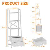 Furologee 4-Tier Ladder Shelf,Small Bookshelf with 2 Drawers,Vertical Bookcase Storage Rack Organizer,Display Bookshelves for Living Room,Bedroom,Bathroom,Home Office,Kitchen,White Furologee