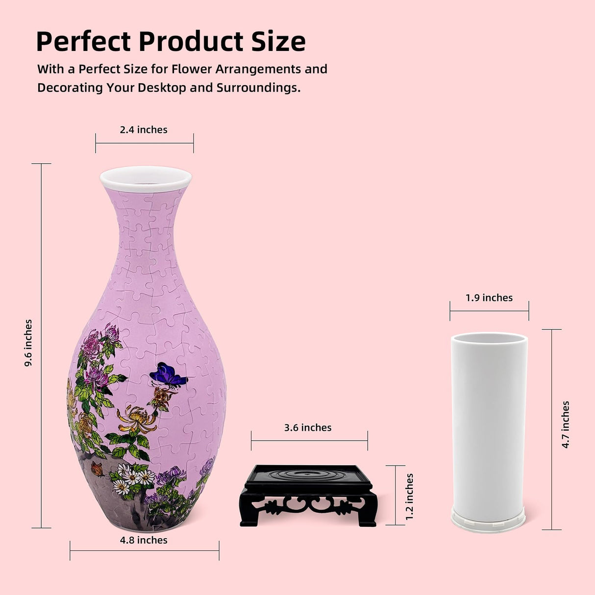 3D Puzzles Vase for Adults, 160 Pieces Puzzle Flower Vase for Home and Office Decor, DIY 4D Jigsaw Vase Arts and Crafts for Kids, Unique Housewarming Gifts for Moms YIZHOR