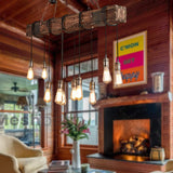 Rustic Chandelier Farmhouse Wood Beam Hanging Industrial Pendant Lighting Vintage Ceiling Light Fixture 10 Heads for Dining Table Kitchen Island Bar Coffee Billiard Pool Table (10 Lights) iMeshbean