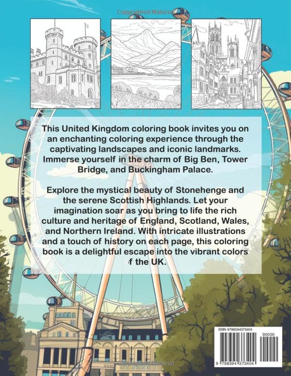 United Kingdom: A Geographic Coloring Book For Adults Majosta