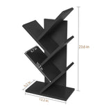Topfurny Tree Bookshelf, 4-Tier Book Storage Organizer Shelves Floor Standing Bookcase, Wood Storage Rack for Office Home School Shelf Display for Cd/Magazine/Book -Black Topfurny