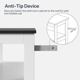 HOOBRO 28.3" Bathroom Storage Cabinet, Large Floor Cabinet, Freestanding Bathroom Storage Unit, 1 Cupboard and 3 Drawers, Adjustable Shelf, 28.3" L x 11.8" W x 37.8" H, White and Black HOOBRO