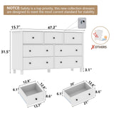 Farmhouse 7 Drawer Dresser for Bedroom, White Tall Modern Dresser TV Stand with Large Drawers & Metal Handles, Wood Chest of Drawers, Wide Double Dresser for Bedroom, Living Room, Hallway, White Gyfimoie
