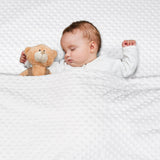 david's kids Minky Baby Blanket for Boys Girls Neutral, Soft Lightweight Micro Fleece Blanket with Double Layer, Dotted Backing, Breathable Receiving Blanket for Newborns, 30x40 Inches, White david's kids