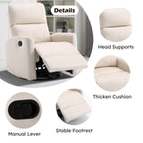 ANJ Manual Swivel Rocker Recliner, Glider Recliners with Padded Armrest and Backrest, Soft Leather Nursery Rocking Recliner Chair Reclining Sofa for Living Room ANJ