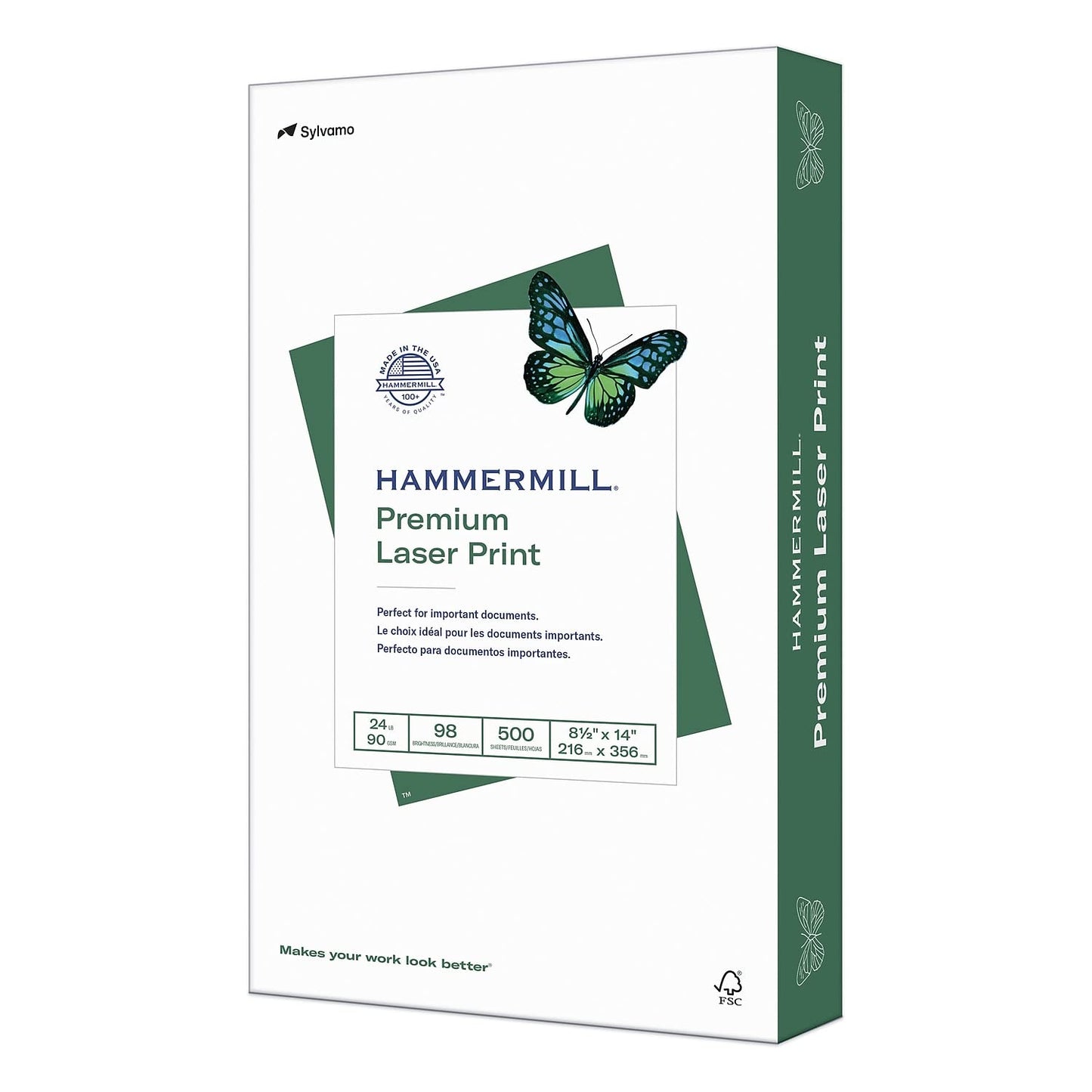 Hammermill Printer Paper, Premium Laser Print 24 lb, 8.5 x 14-1 Ream (500 Sheets) - 98 Bright, Made in the USA, 104612