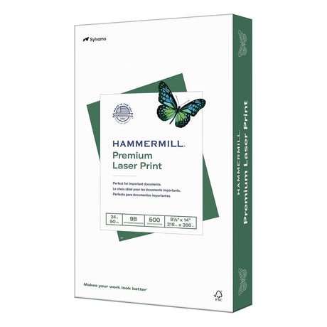 Hammermill Printer Paper, Premium Laser Print 24 lb, 8.5 x 14-1 Ream (500 Sheets) - 98 Bright, Made in the USA, 104612 Hammermill