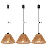 Battery Operated Pendant Light Outdoor Chandelier for Gazebo Hanging Lamp with LED Bulbs Rattan Shade Lantern for Porch Patio Backyard Bedroom Kitchen Decor Powered by 4*AA Batteries EcoGehen