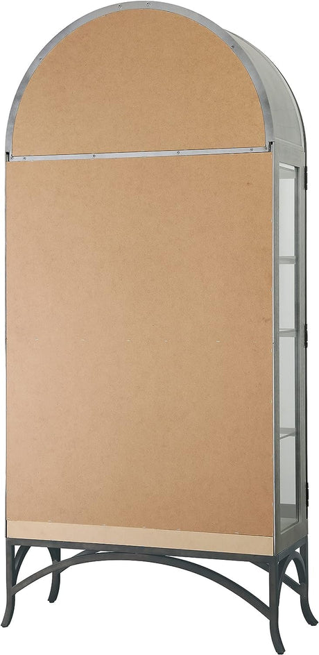 Howard Miller Ramona II Curio Cabinet II, Silver Finish - Lockable Storage Cabinets Vertical Home Decor for Collectibles, Decorative Items & Illuminated Display for Office with Aged Iron Metal Base Howard Miller