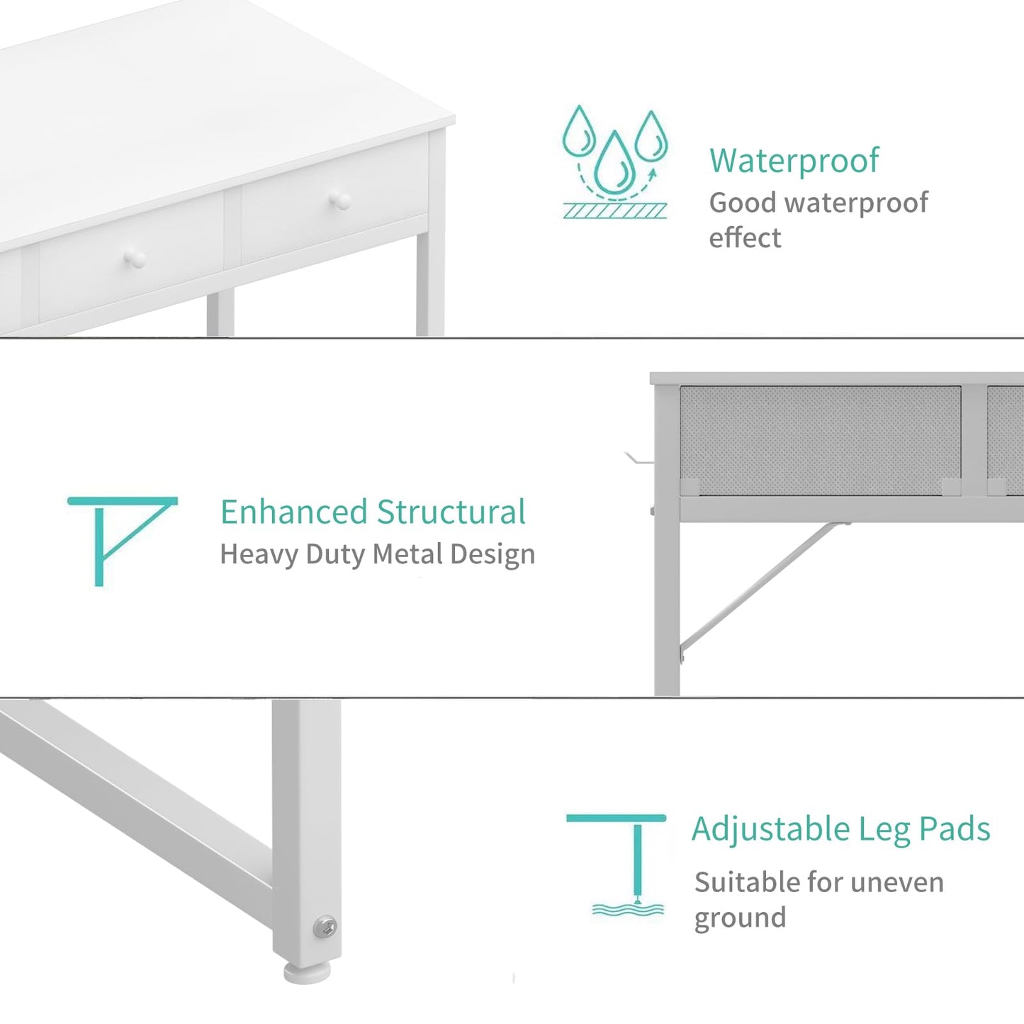 Lufeiya Small White Desk with Drawers - for Bedroom, 32 Inch Home Office Computer Desk with Fabric Storage Drawer and Bag, Study Writing Table for Small Spaces, White - WoodArtSupply