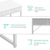 Lufeiya Small White Desk with Drawers - for Bedroom, 32 Inch Home Office Computer Desk with Fabric Storage Drawer and Bag, Study Writing Table for Small Spaces, White Lufeiya