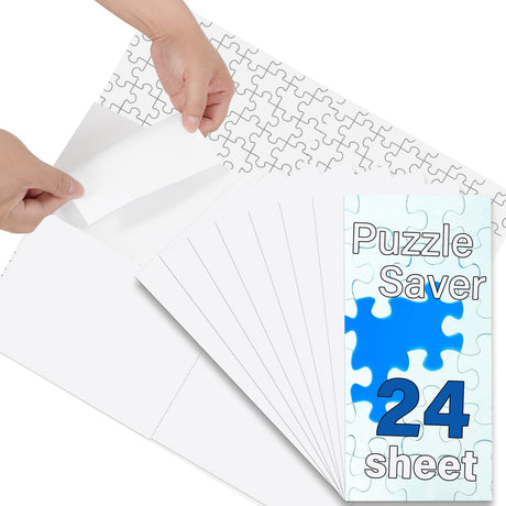 Puzzle Glue Sheets for 1000-Pieces, 24pcs Puzzles Saver Sheets, Easy Peel and Stick Jigsaw Sticker Sheets, No-Clean Puzzle Glue Stickers, Gifts for Puzzles Lovers KOSTBAR