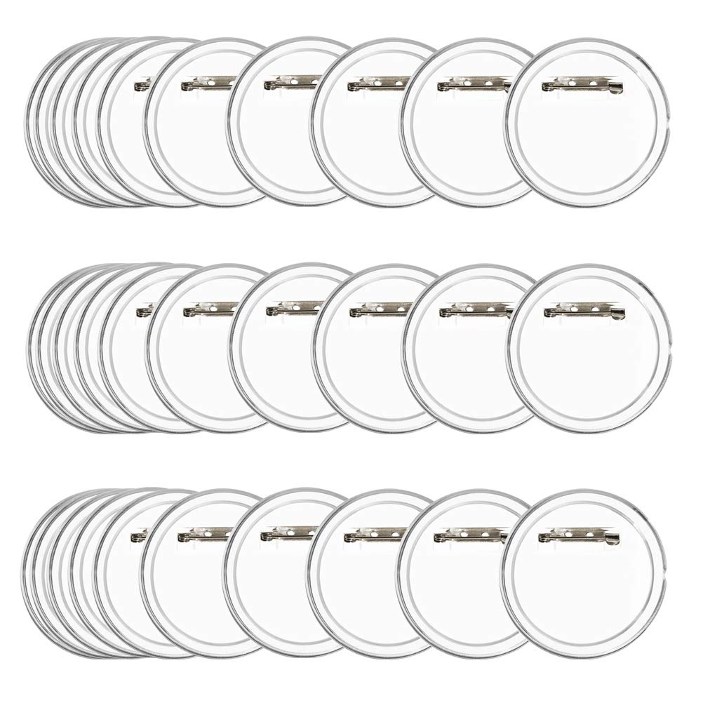 BUYGOO 30Pack 2.4 inch Clear Button Pins Make Your Own Buttons Picture Button Pin Acrylic Design Button Badge Clear Picture Buttons Badges Kit for DIY Crafts