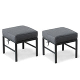 Auzfy 2 Pieces Outdoor Ottomans for Patio, No-Assembly Aluminum Outdoor Patio Footstool with Gray Cushions, Small Aluminum Patio Seat for Porch Yard Garden Deck, Grey Frame Auzfy