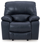 Signature Design by Ashley Leesworth Modern Power Recliner in Leather Match and with Rocking Motion and USB Port, Blue Signature Design by Ashley
