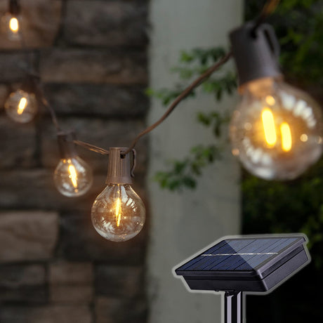 ALL FORTUNE Solar Outdoor String Lights, 15FT G50 Patio Lights String Waterproof with 10 Warm White LED Shatterproof Bulbs, Perfect for Garden, Backyard, Pergola, Party, Cafe, Camping Decoration ALL FORTUNE
