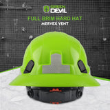 Full Brim Hard Hat Vented Construction Safety Helmet OSHA Approved Cascos De Construccion Work Hardhats with Cooling Towel for Men&Women 6 Point Adjustable Ratchet Suspension GREEN DEVIL