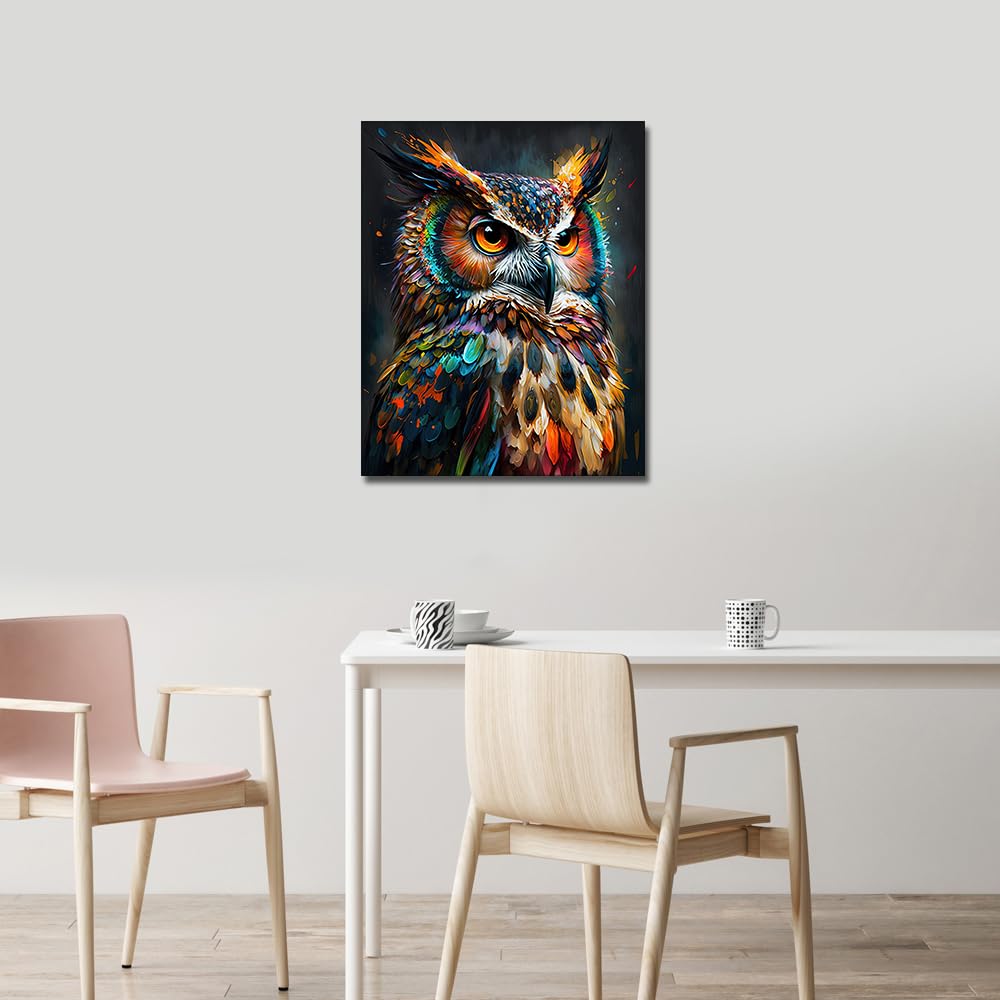 TUMOVO Animal Paint by Numbers, Abstract Owl Paint by Number for Adults, Delicate Animal Painting by Numbers for Home Wall Decor, Oil Painting with Brushes and Pigment, 16x20 Inch TUMOVO