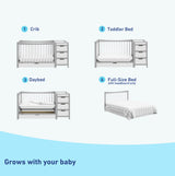 Graco Remi 4-In-1 Convertible Crib & Changer With Drawer (Pebble Gray & White) – GREENGUARD Gold Certified, Crib And Changing-Table Combo, Includes Changing Pad, Converts To Toddler Bed, Full-Size Bed Graco