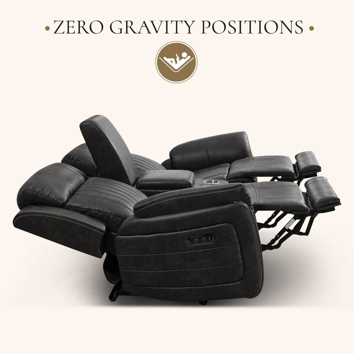 Neptane Power Loveseat Recliner Sofa with Zero Gravity, Adjustable Headrest, Power Reclining Loveseat with Console, Dual Ports, Wall Hugger Love seat Recliner for Living Room (Charcoal, Loveseat) Neptane