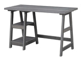 Convenience Concepts Designs2Go Trestle Desk with Shelves, 47", Charcoal Gray Convenience Concepts