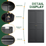 Letaya Wardrobe Armoire Closet,72" H Metal Storage Cabinet with Adjustable Shelves and Hanging Rod,Bedroom Armoire Cabinet Clothes Organizer (Black) Letaya