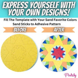 Podzly 24 Sand Painting Mandala Coloring Craft Kits - Mandala Design Pattern Art Made Easy - Create Sand Art Pictures with 6 Colorful Sand Options Podzly