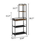 GILLAS 5 Tier Corner Shelf Stand, Freestanding Corner Shelf Unit Bookshelf, Corner Table with Shelf, Tall Storage Organizer Rack for Living Room, Bedroom, Office. Small Space, Metal, Country Rustic GILLAS