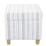 HomePop Home Decor | K7342-F2359 |Classic Square Storage Ottoman with Lift Off Lid | Ottoman with Storage for Living Room & Bedroom, Blue Stripe Large HomePop