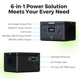 OUPES Exodus 600 Portable Power Station 600W, 256Wh Solar powered Generator with 2 AC Outlets(1200W peak), Full Recharge in 1 Hrs LifePO4 Battery Generator for Camping OUPES