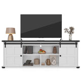 GarveeHome 70 in Farmhouse TV Stand for 75 in TVs, Modern Entertainment Center with Sliding Barn Doors, Modern Media TV Console Table, Wood Long TV Stand for Living Room GarveeHome