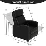 Massage Recliner Chair, Single Sofa Chair with Remote Control, Chair Recliner, Lazy Boy Recliner Chair, Living Room Recliners with Pu Leather Padded Seat Backrest, Recliner Chairs for Adults, Black MKDLUFEI