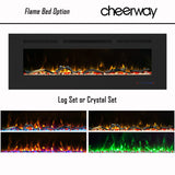 Cheerway 60 inch Electric Fireplace Heater, Wall Mounted & Recessed Electric Fireplace Insert, Ultra-Thin Linear Fireplace w/Thermostat, 13×13 Flame Color, Remote & Touch Control w/Timer, 750W/1500W Cheerway