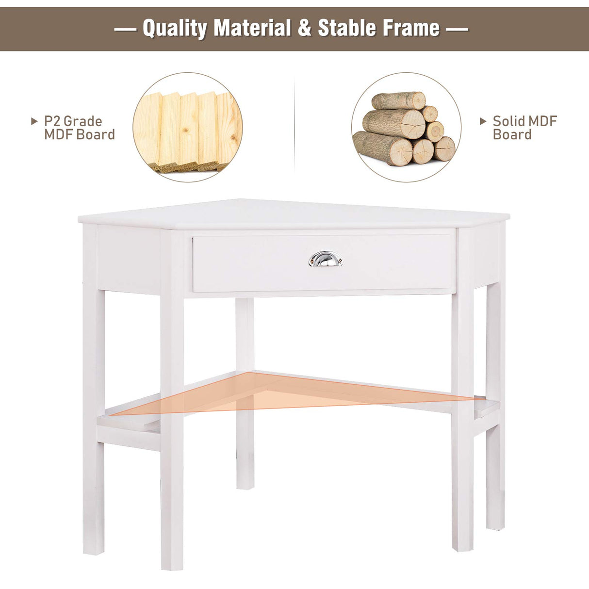 Giantex with One Drawer and One Storage Shelf, White Finish Giantex