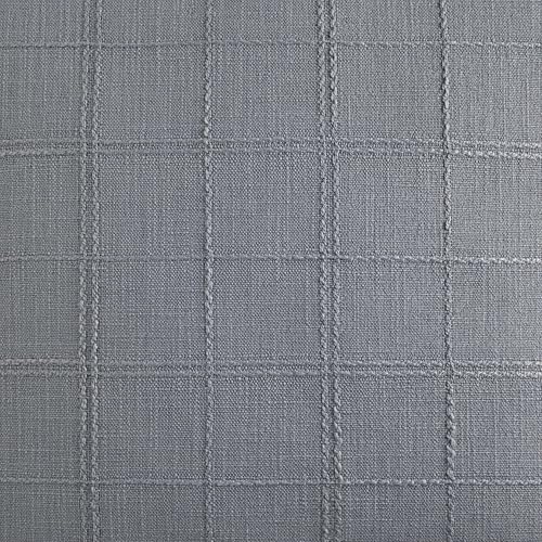 ZeeMart Linen Checked Throw Pillow Covers Set of 2, 18x18 Inch Blue Ashes/Cream, Farmhouse Decorative Single Sided Grid Embroidered Couch Pillow Cases Blue Grey Cotton Linen Cushion Covers ZeeMart