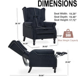 Altrobene Velvet Accent Chair, Push Back Recliner Chair, Wingback Arm Chair for Living Room/Bedroom/Home Theater/Reception Area, Black Altrobene