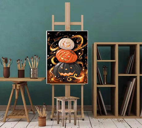 Eiazuiks Paint by Number for Adults. Halloween Paint by Numbers for Adults Beginner Drawing Paintwork with 3 Paintbrushes Paint Canvas Oil Painting 16” x 20” Eiazuiks