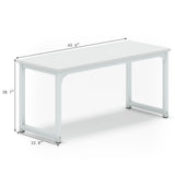 NSdirect Large Office Desk for Home Office, Large 63" Computer Desk Table, Wide Writing Study Desk for 2 Person, Metal Sturdy Frame Thicker Steel Legs, (White, 62.6" L x 22.8" W x 28.7" H) NSdirect