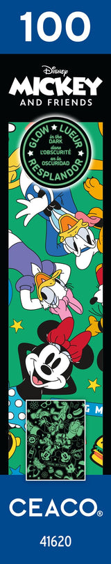 Ceaco - Disney - Mickey and Friends - Mickey Party of Six - Glow in The Dark -100 Piece Jigsaw Puzzle Ceaco