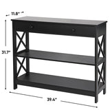 Nouva Black Console Table, 3-Tier 40 Inch Entryway Table Hallway Table Long Narrow Sofa Table w/Storage Shelves Drawer, Entrance Table for Living Room,Foyer,Office Nouva