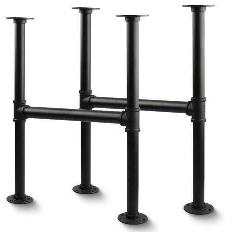 MUZIK 30 Inch Industrial Table Legs, 2 Pack Grey Steel Metal Pipes Vintage Furniture Legs, for Coffee and End Table Legs, 30 in H x 14 in W MUZIK